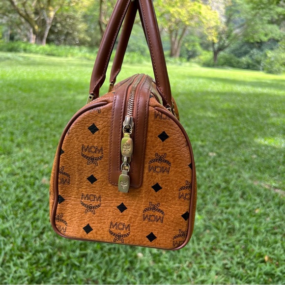 MCM Visetos Satchel Cognac with Bag Charm - Picture 5 of 16